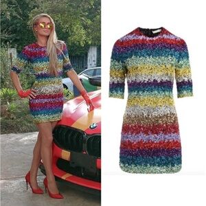 Alice & Olivia Inka Rainbow Sequin dress